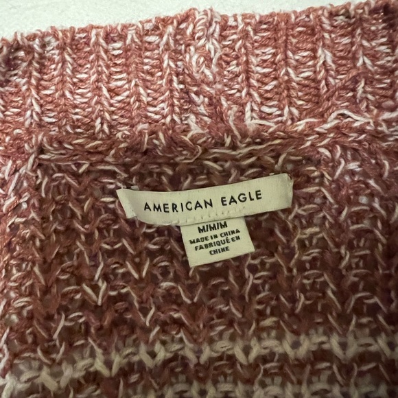American Eagle Maroon/Pink/Brown Striped Knit Sweater - Size M - Picture 7 of 7